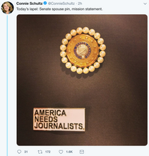 Load image into Gallery viewer, America Needs Journalists Enamel Pin

